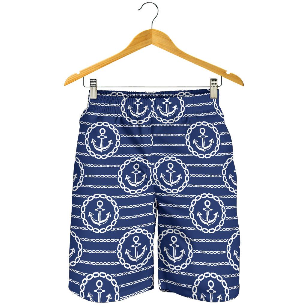 Anchor Stripe Pattern Mens Shorts-JTAMIGO.COM