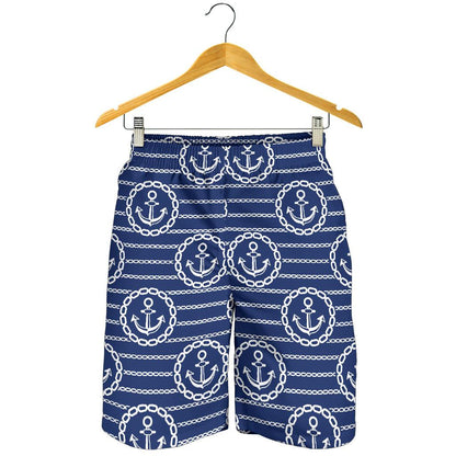 Anchor Stripe Pattern Mens Shorts-JTAMIGO.COM