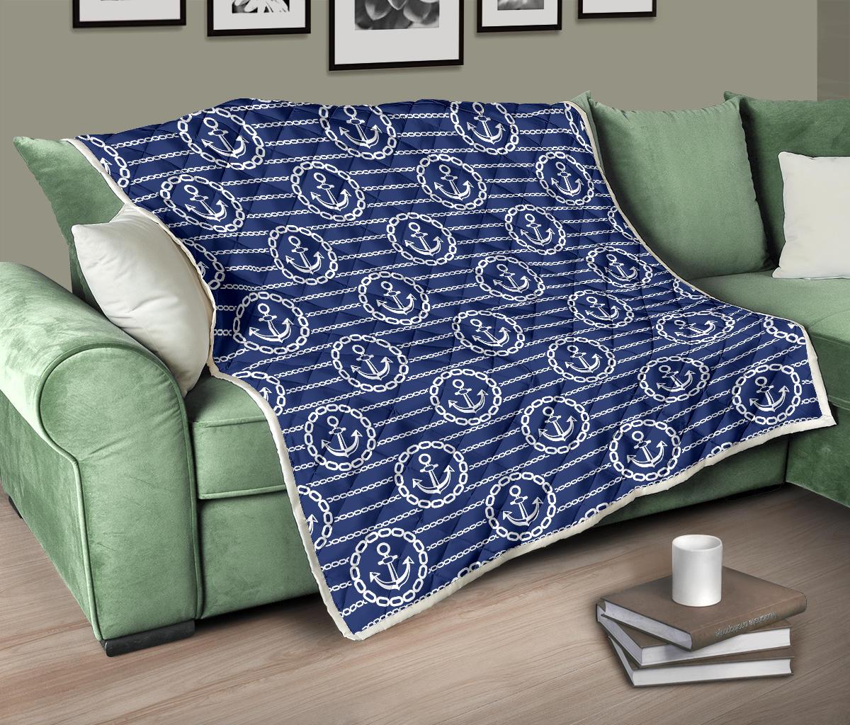 Anchor Stripe Pattern Premium Quilt-JTAMIGO.COM