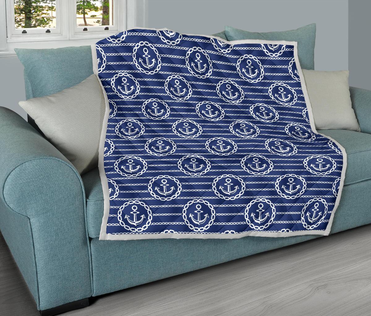 Anchor Stripe Pattern Premium Quilt-JTAMIGO.COM