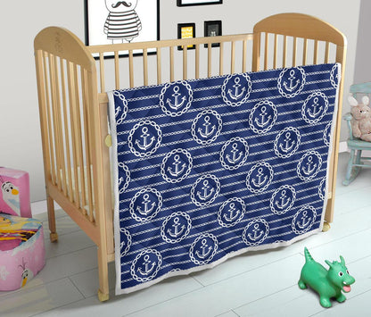 Anchor Stripe Pattern Premium Quilt-JTAMIGO.COM