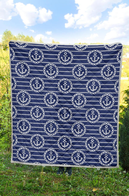 Anchor Stripe Pattern Premium Quilt-JTAMIGO.COM
