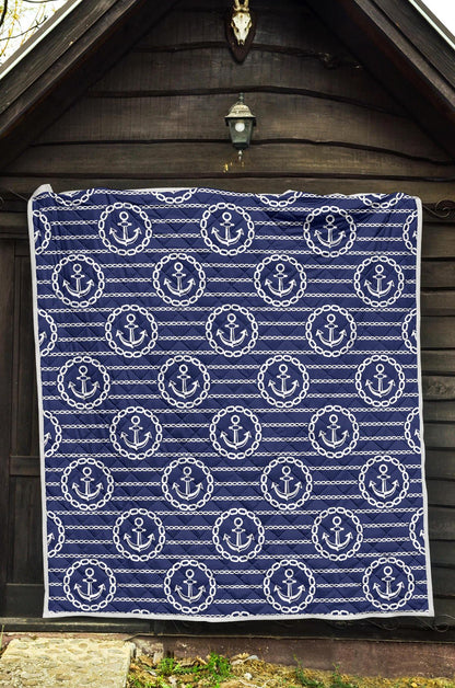 Anchor Stripe Pattern Premium Quilt-JTAMIGO.COM
