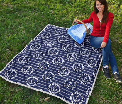 Anchor Stripe Pattern Premium Quilt-JTAMIGO.COM