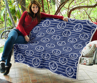 Anchor Stripe Pattern Premium Quilt-JTAMIGO.COM