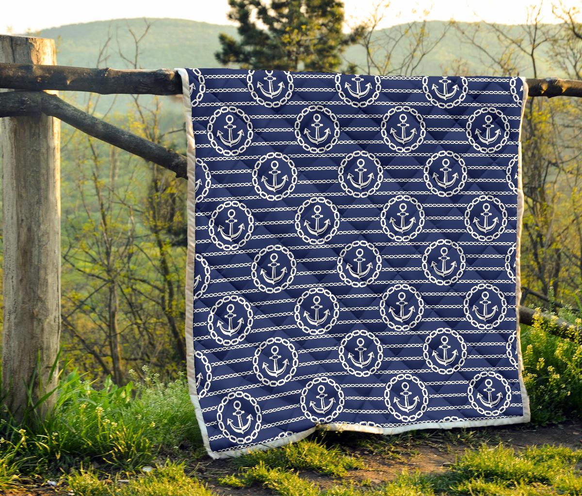 Anchor Stripe Pattern Premium Quilt-JTAMIGO.COM