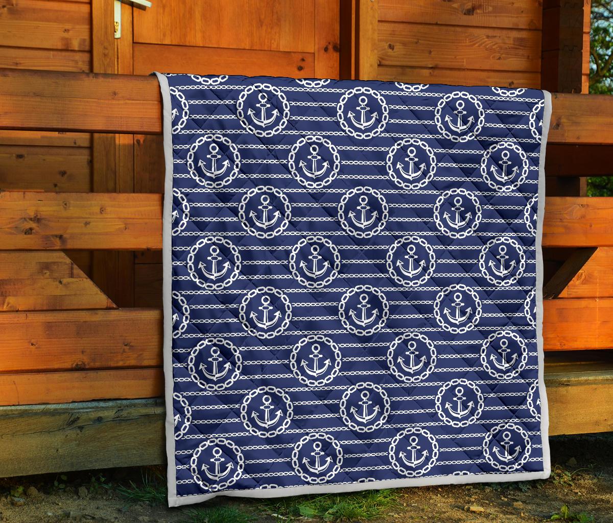 Anchor Stripe Pattern Premium Quilt-JTAMIGO.COM