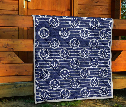 Anchor Stripe Pattern Premium Quilt-JTAMIGO.COM