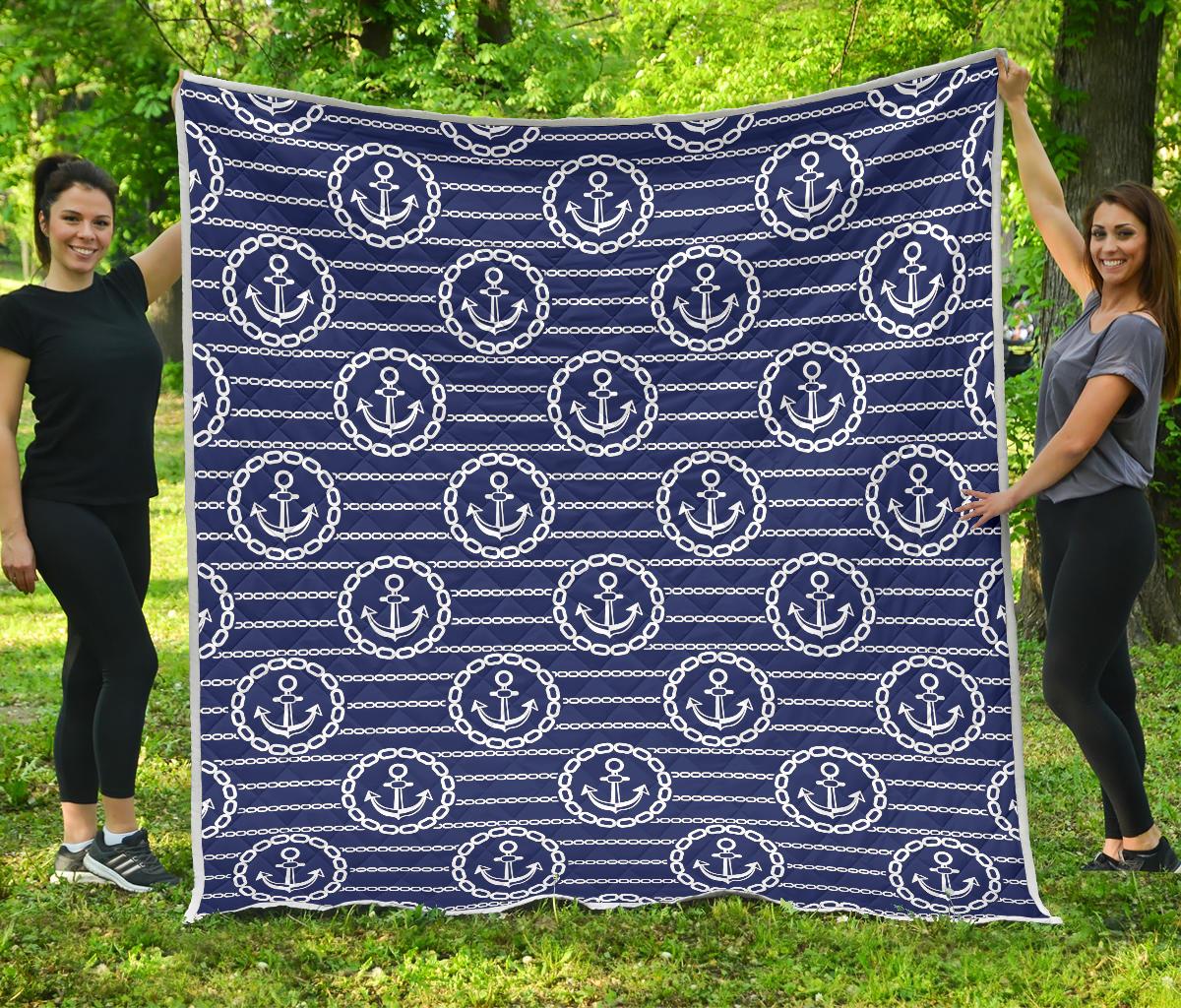 Anchor Stripe Pattern Premium Quilt-JTAMIGO.COM
