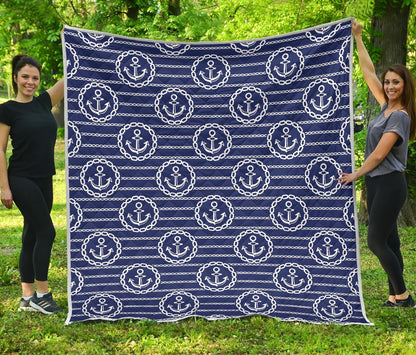 Anchor Stripe Pattern Premium Quilt-JTAMIGO.COM