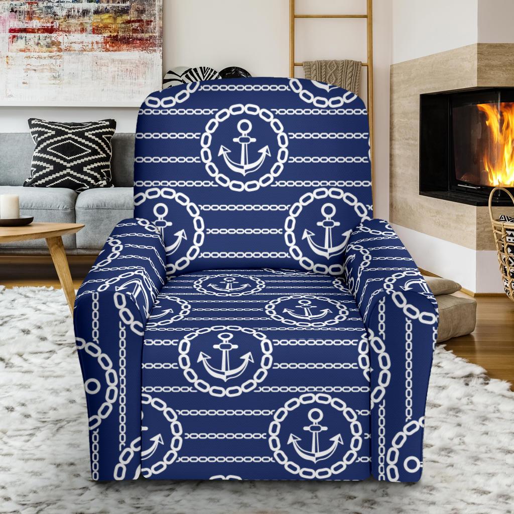 Anchor Stripe Pattern Single Sofa Slipcover -JTAMIGO.COM