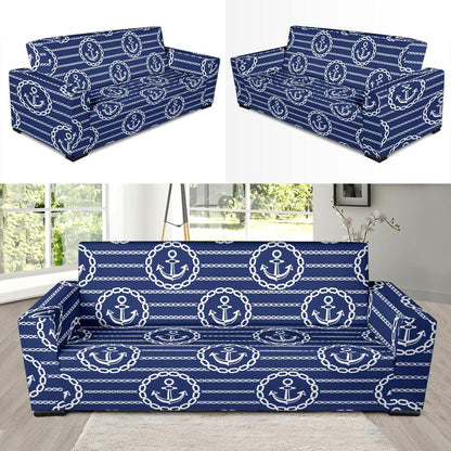 Anchor Stripe Pattern Sofa Slipcover-JTAMIGO.COM