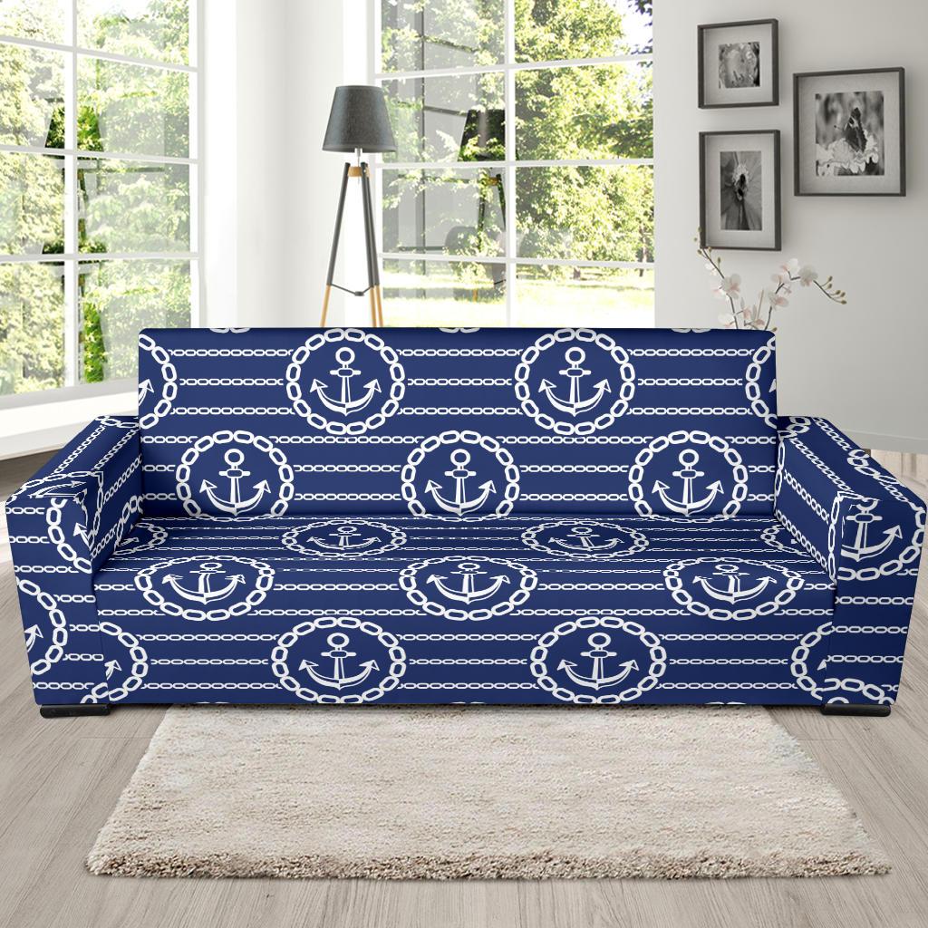 Anchor Stripe Pattern Sofa Slipcover-JTAMIGO.COM