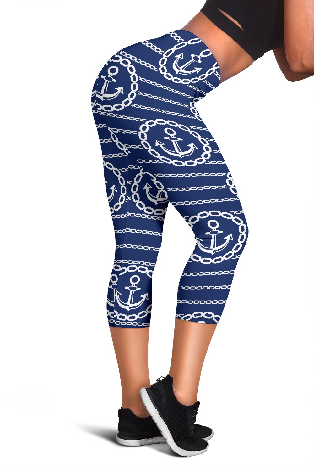 Anchor Stripe Pattern Women Capris