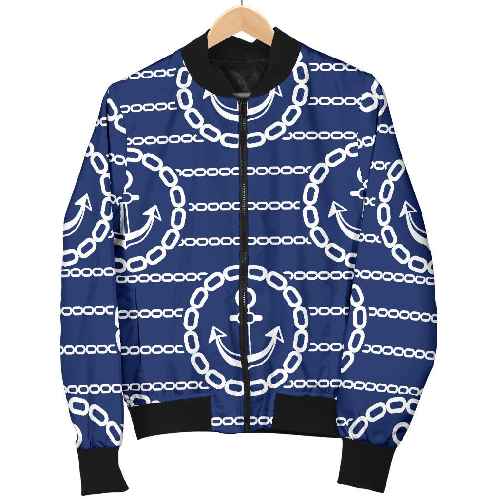 Anchor Stripe Pattern Women Casual Bomber Jacket