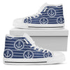 Anchor Stripe Pattern Women High Top Shoes