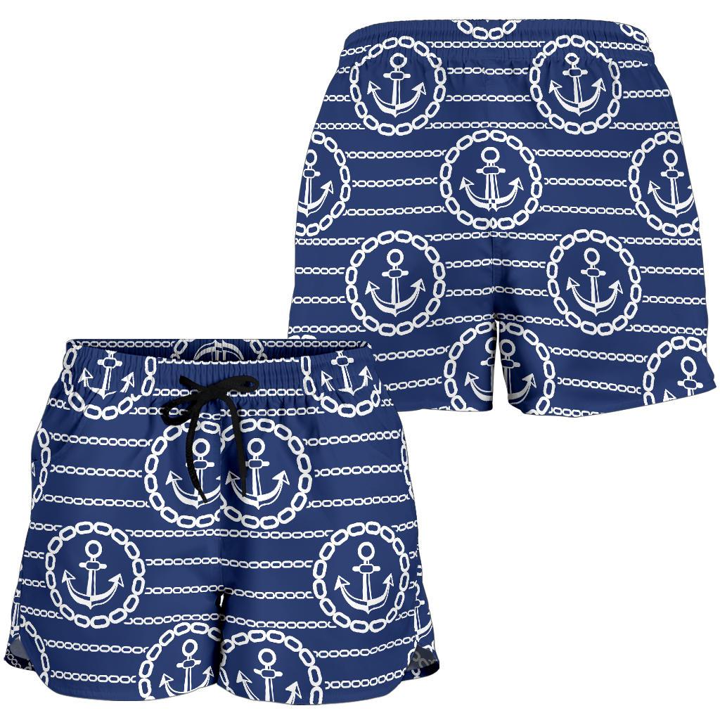 Anchor Stripe Pattern Women Shorts-JTAMIGO.COM