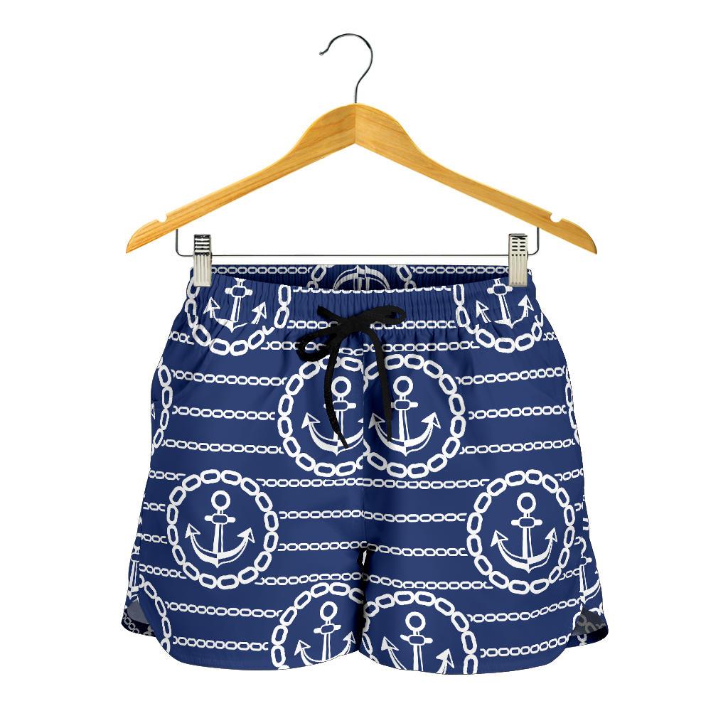 Anchor Stripe Pattern Women Shorts-JTAMIGO.COM