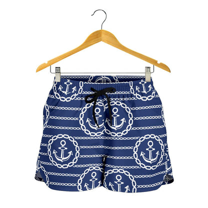Anchor Stripe Pattern Women Shorts-JTAMIGO.COM