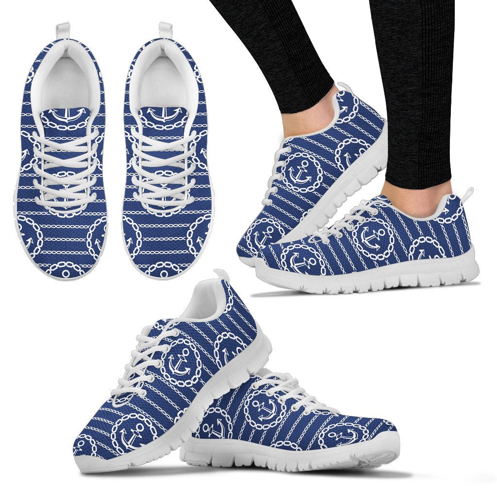 Anchor Stripe Pattern Women Sneakers Shoes