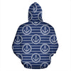 Anchor Stripe Pattern Zip Up Hoodie