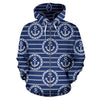Anchor Stripe Pattern Zip Up Hoodie