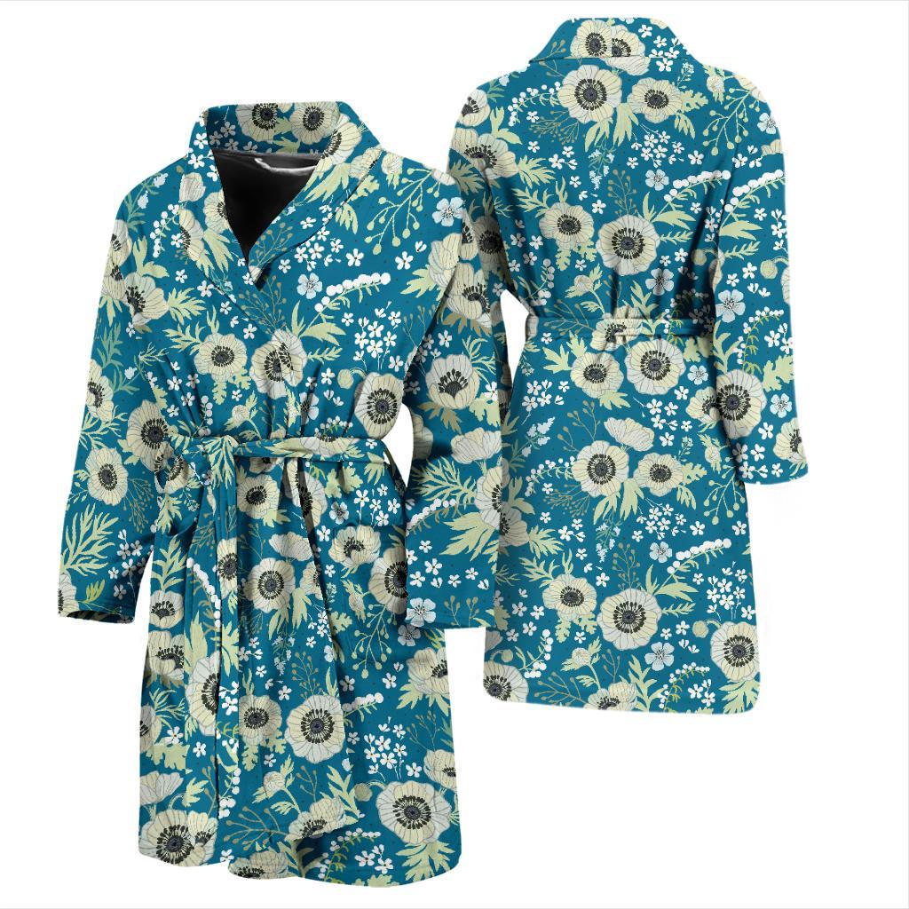 Anemone Pattern Print Design 01 Men Bathrobe-JORJUNE.COM
