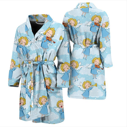 Angel Musician Pattern Print Design 09 Men Bathrobe-JORJUNE.COM