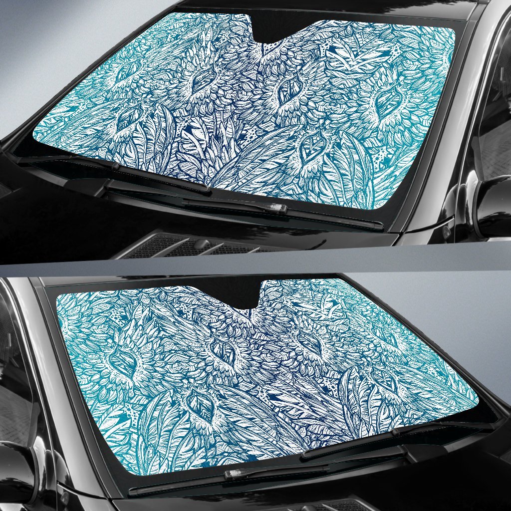 Angel Wings Boho Design Themed Print Car Sun Shade For Windshield