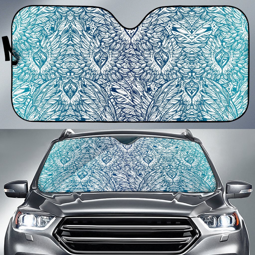 Angel Wings Boho Design Themed Print Car Sun Shade For Windshield