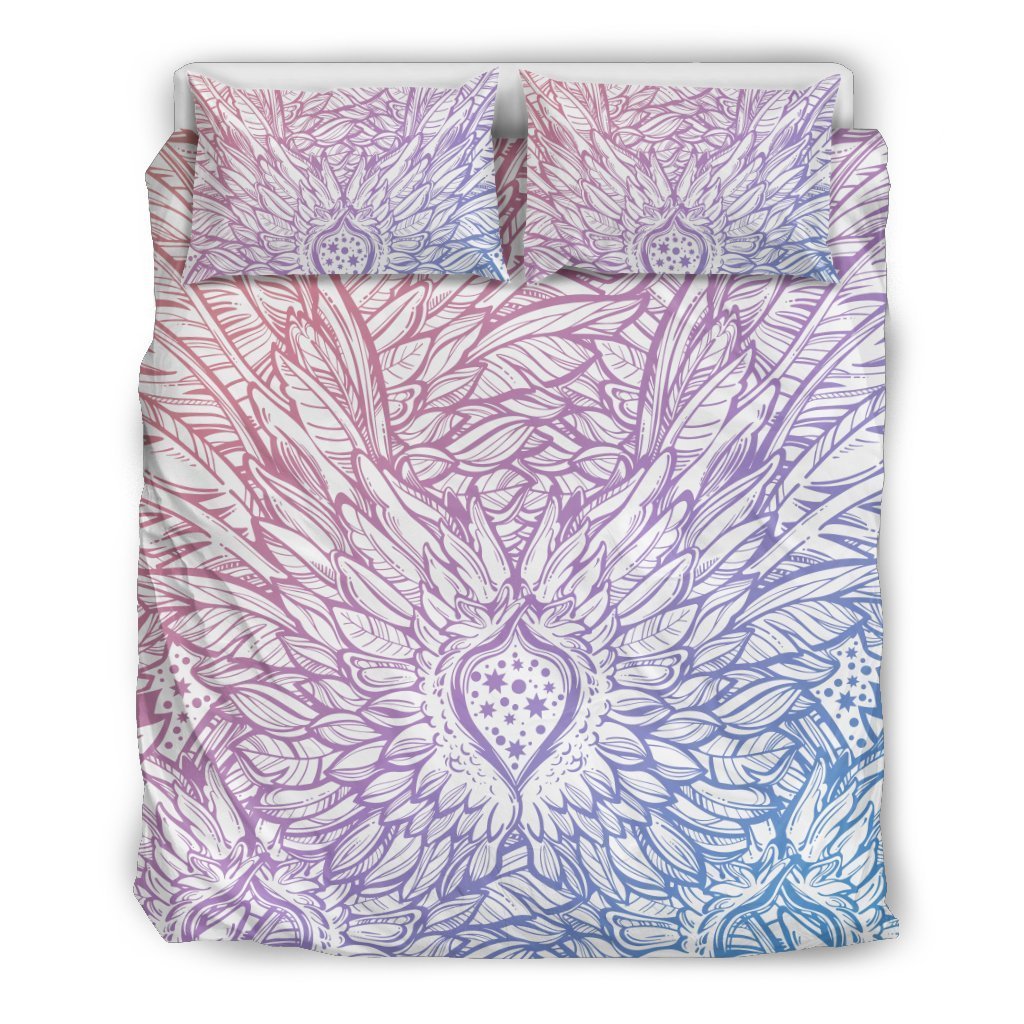Angel Wings Boho Design Themed Print Duvet Cover Bedding Set