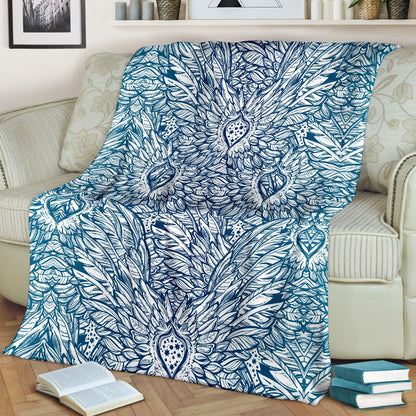 Angel Wings Boho Design Themed Print Fleece Blanket