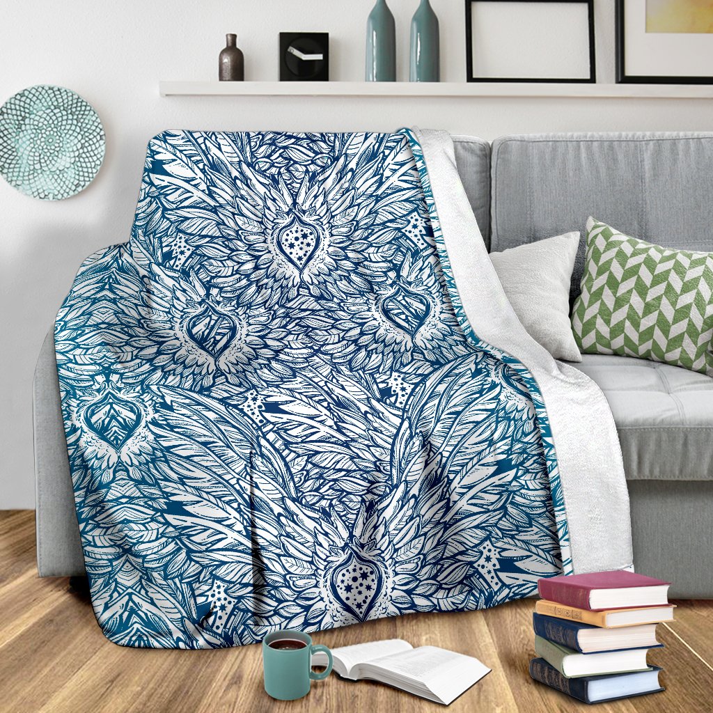 Angel Wings Boho Design Themed Print Fleece Blanket