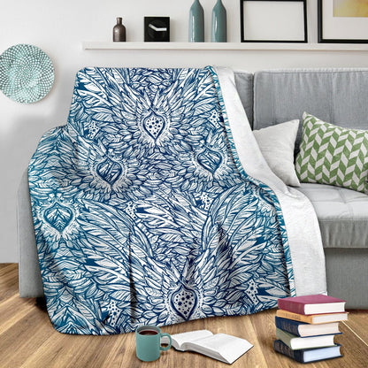 Angel Wings Boho Design Themed Print Fleece Blanket
