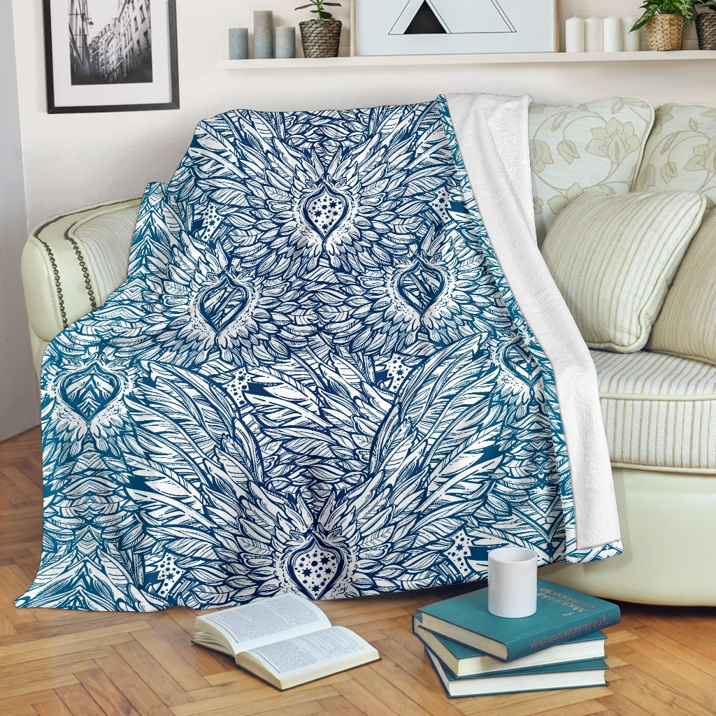 Angel Wings Boho Design Themed Print Fleece Blanket