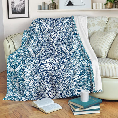 Angel Wings Boho Design Themed Print Fleece Blanket
