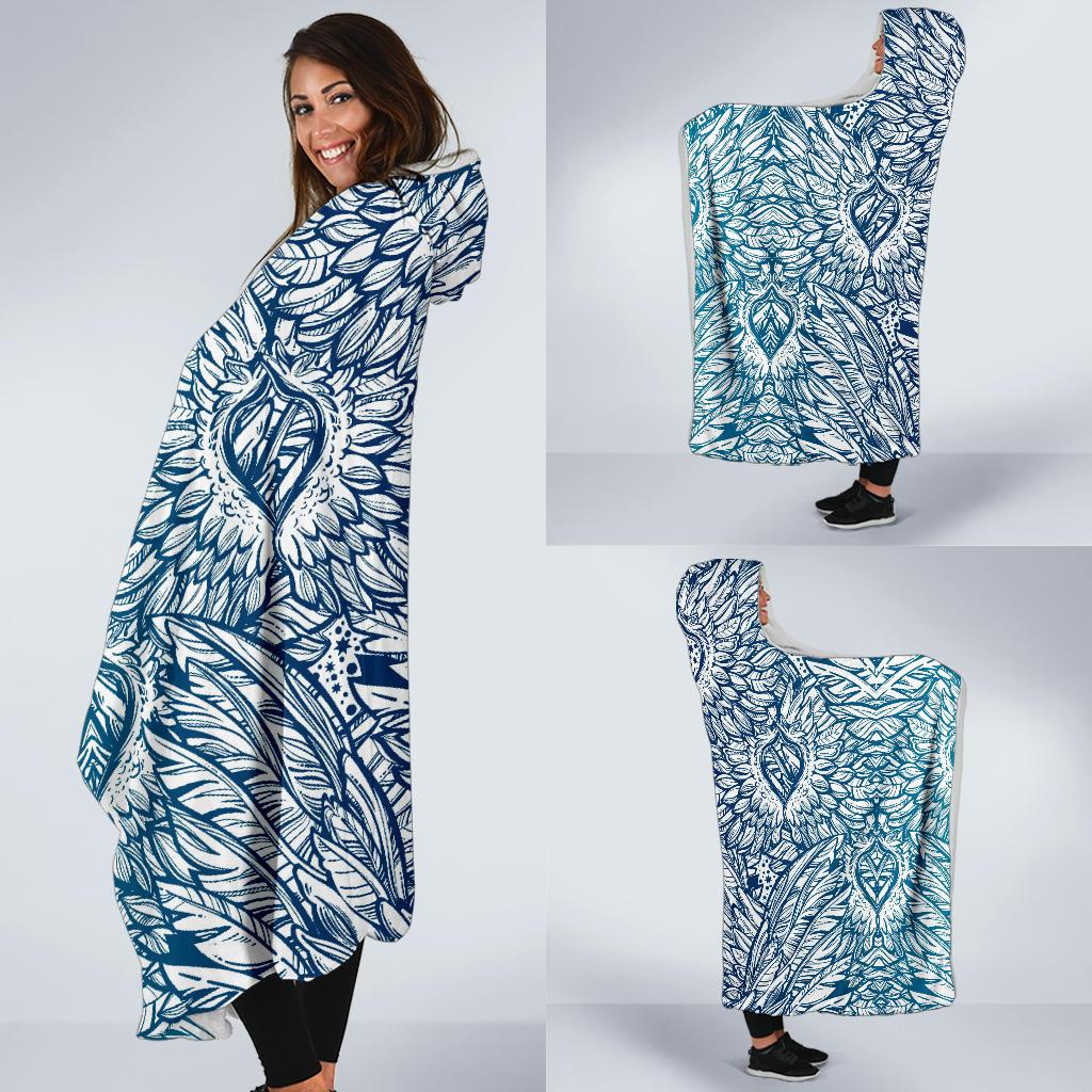 Angel Wings Boho Design Themed Print Hooded Blanket-JTAMIGO.COM