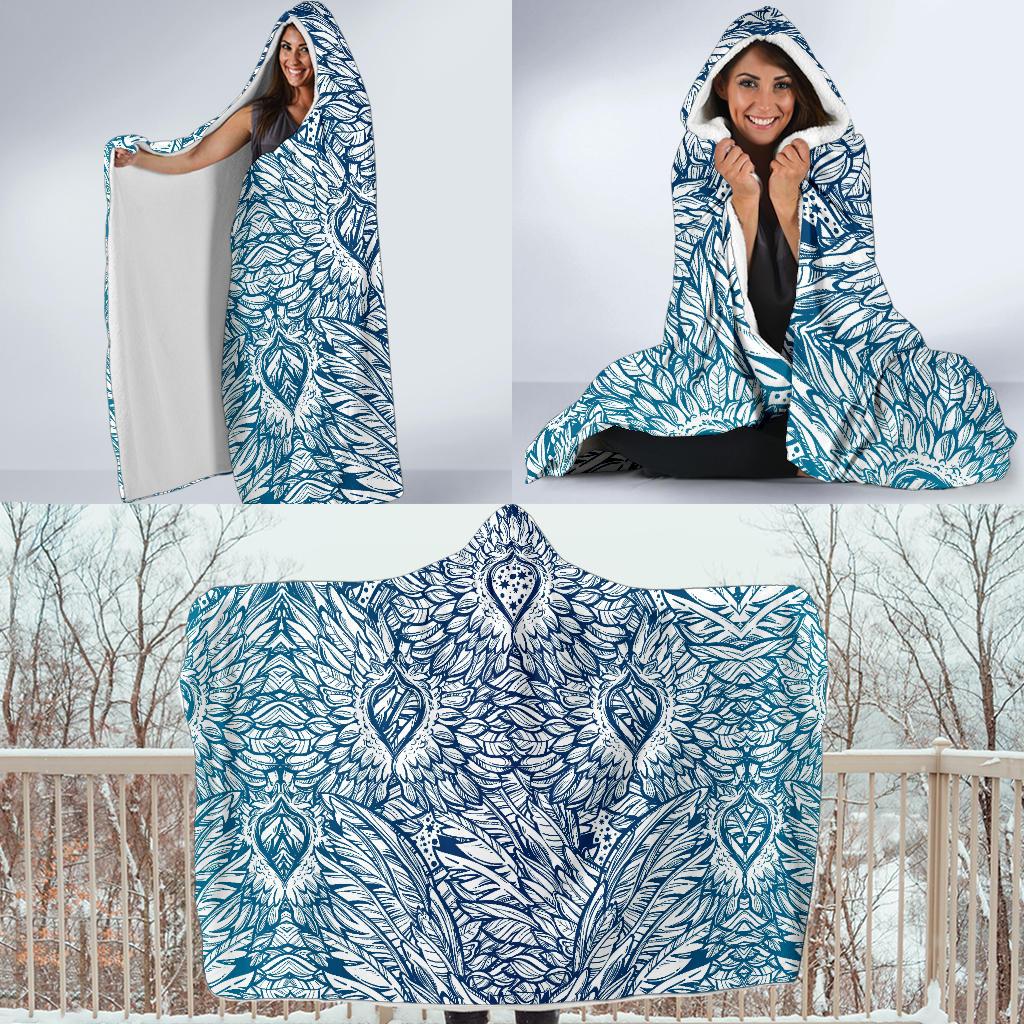 Angel Wings Boho Design Themed Print Hooded Blanket-JTAMIGO.COM