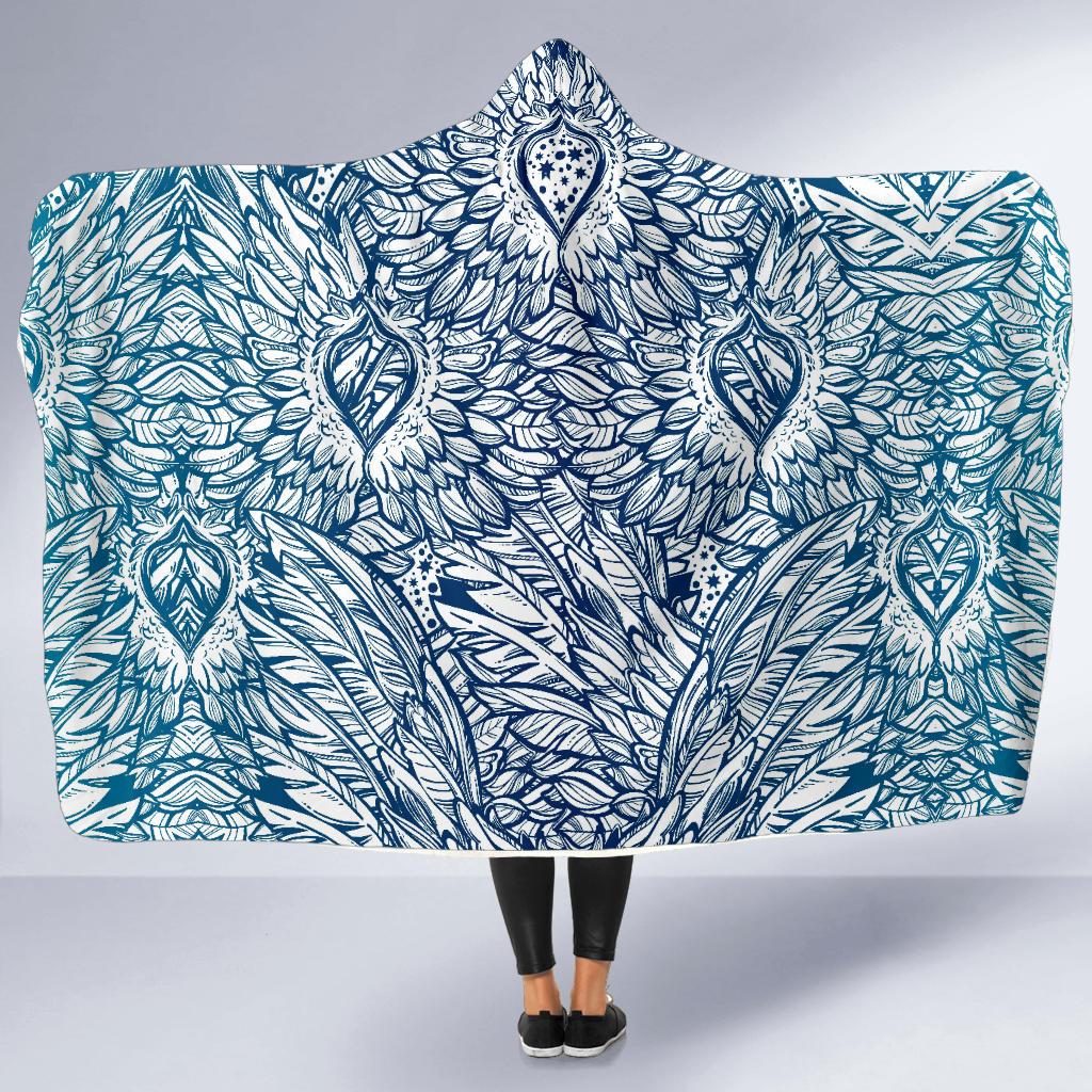 Angel Wings Boho Design Themed Print Hooded Blanket-JTAMIGO.COM