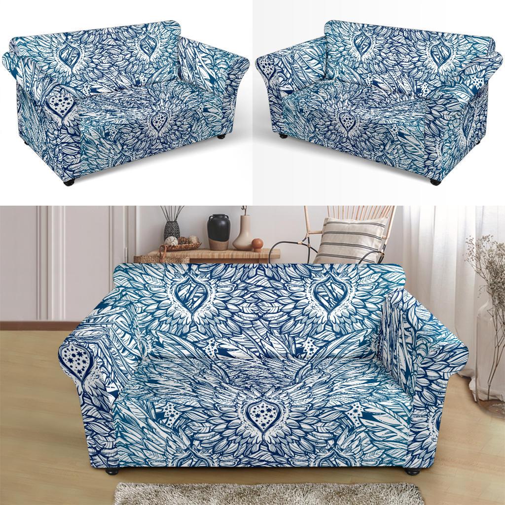 Angel Wings Boho Design Themed Print Loveseat Slipcover-JTAMIGO.COM
