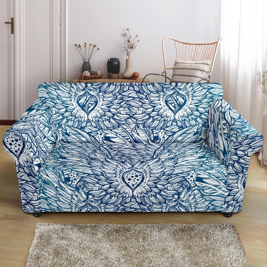 Angel Wings Boho Design Themed Print Loveseat Slipcover-JTAMIGO.COM