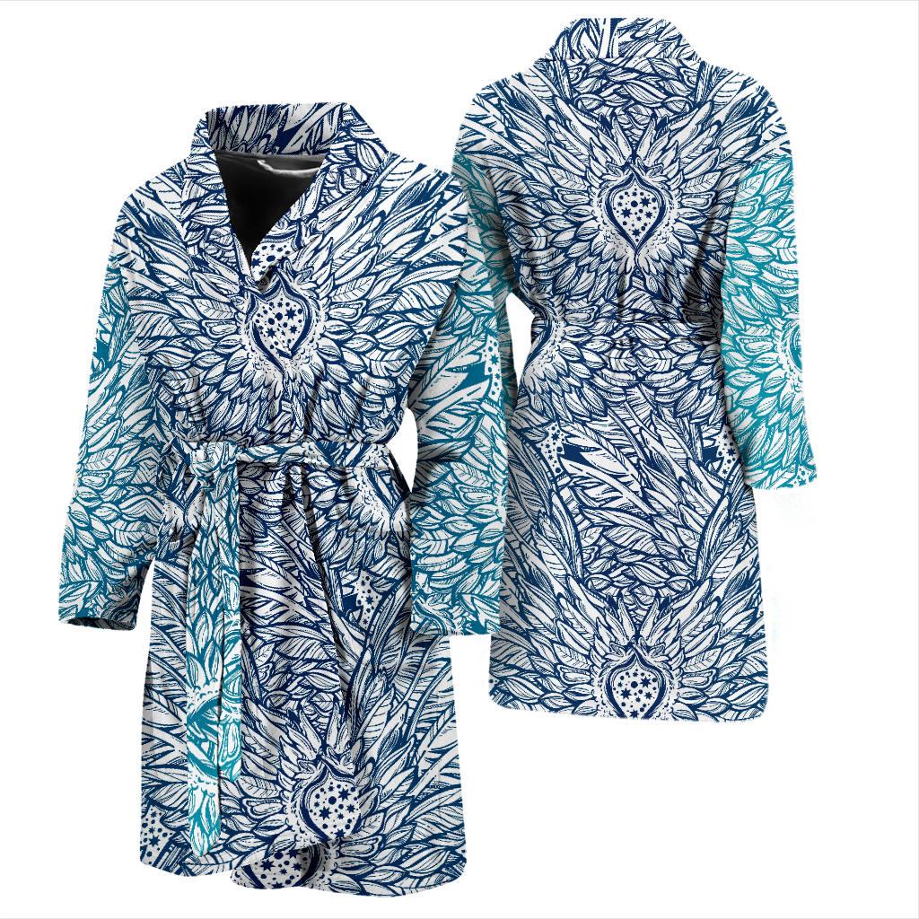 Angel Wings Boho Design Themed Print Men Bath Robe-JTAMIGO.COM