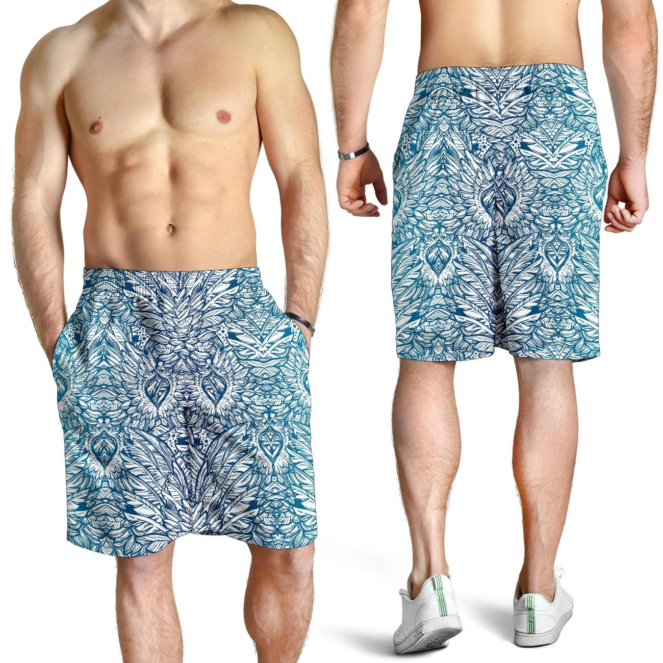 Angel Wings Boho Design Themed Print Mens Shorts-JTAMIGO.COM
