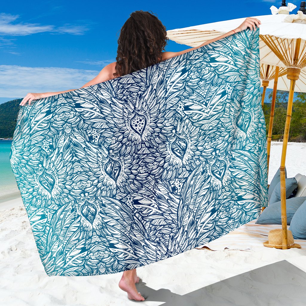 Angel Wings Boho Design Themed Print Sarong Pareo Wrap