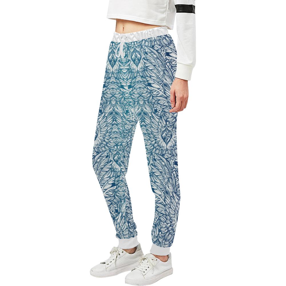 Angel Wings Boho Design Themed Print Unisex Casual Sweatpants (Model L11)-JTAMIGO.COM