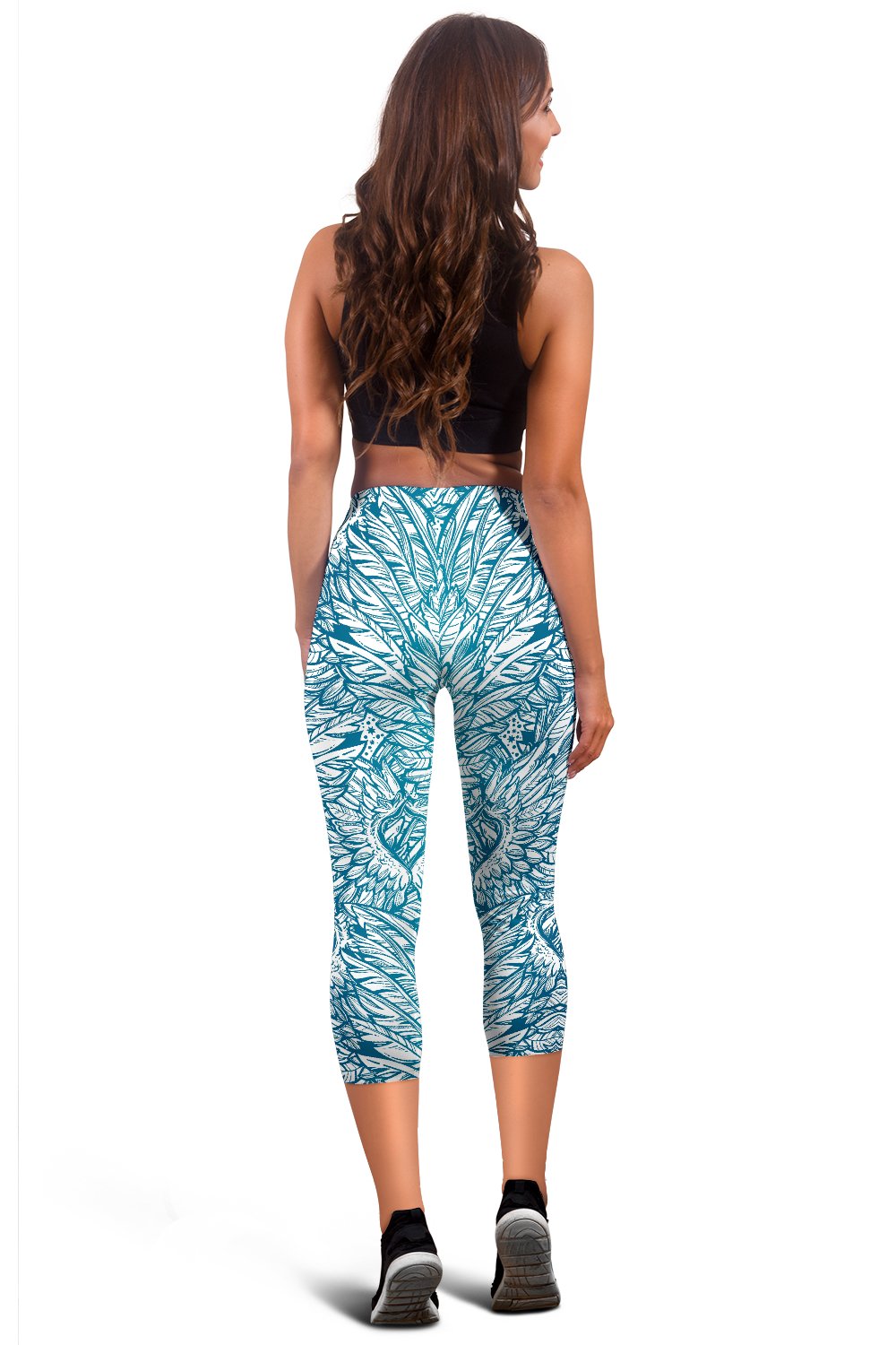 Angel Wings Boho Design Themed Print Women Capris