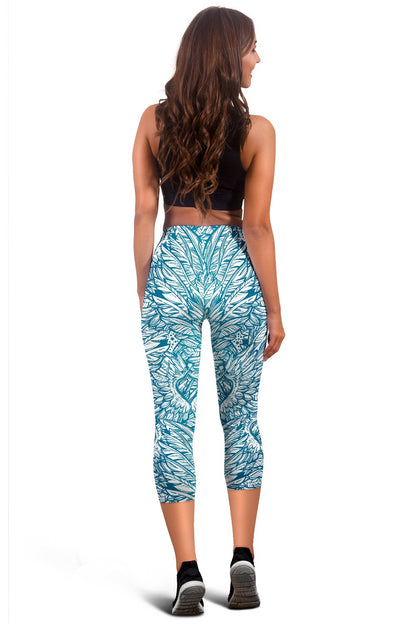 Angel Wings Boho Design Themed Print Women Capris