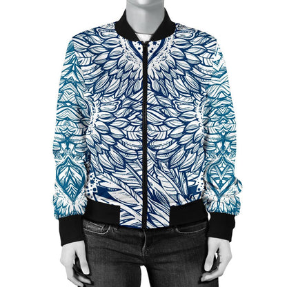 Angel Wings Boho Design Themed Print Women Casual Bomber Jacket