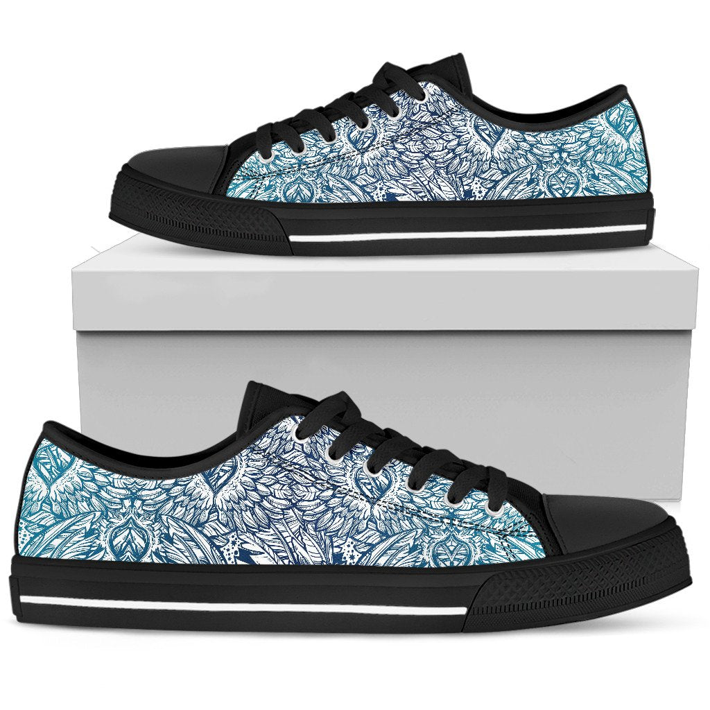 Angel Wings Boho Design Themed Print Women Low Top Shoes