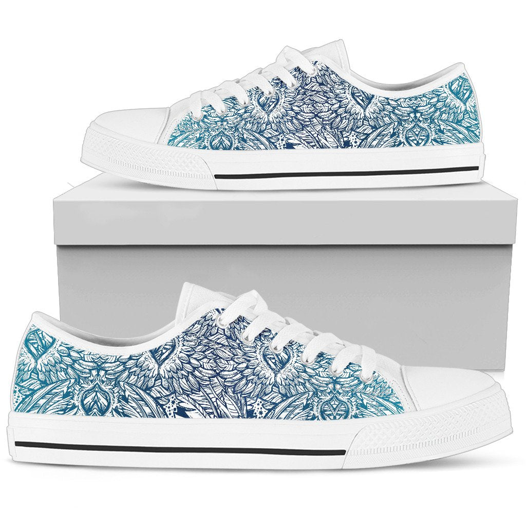 Angel Wings Boho Design Themed Print Women Low Top Shoes